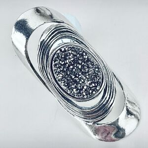 NWT Gorgeous 7 Made in Israel .925 Sterling Silver Orbits Sparkle Long Oval Ring